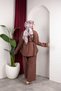 Women's Stone Detailed Sleeveless Loose Linen Shirt and Waist-Tie Pants Stylish Two-Piece Set - 4