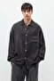 Oversize washed pocket detailed shirt black - 2