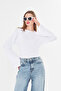 White Inner Layer Ultra Soft Natural Viscose Waist Fitting Drawstring Detail Wide Long Sleeve Full Stretch Women's Blouse