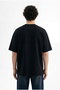 Men's Seal Printed Double Face Oversize T-Shirt Black - 4