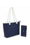 Justpolo Women's Large Size 3-Compartment Shoulder Bag and Wallet Combination