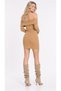 Light Brown Madonna Collar Slim Fit Camisole Mini Dress - 3