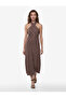 X Melis Ağazat - Viscose Fabric Halter Neck Flared Striped Dress