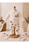 HONEY BEAR PATTERNED 5-PIECE BABY GIRL ZIBIN SET HOSPITAL RELEASE - 2