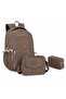 Set of 3 Crinkle Fabric Bag + Thermal Lunch Bag + Pen Holder, with Monkey Keychain Gift