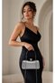 Women's Silver Laser Fabric Metal Handle Special Design Stylish Special Occasion Evening Dress Portfolio Clutch Bag with Extra Chain Strap