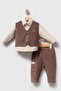 Baby Boy Long Sleeve Shirt Velvet Jacket-Pants 3-Piece Premium Set - 2