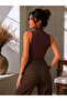Women's Half Turtleneck 100% Cotton Sleeveless Lycra Bodysuit - 3