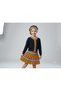 Girl's Crew Neck Knitwear Cardigan Striped Skirt Beret 3-Piece Set - 3