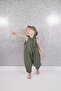 100% Organic Double Layer Muslin Girls' Shalwar Jumpsuit Army Green - 6