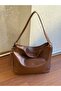 Large Size Women's Shoulder Bag with Ring Belt Detail - 5