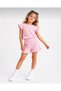 Girl's Stone Detailed Corduroy Shorts Set Black-Pink-Cream Two-Piece Summer Combination Cotton - 3
