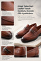 Men's Tan Leather Loafer Comfortable Daily Office Shoes with Buckle - 3