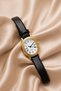 Women's Oval Leather Strap Minimal Vintage New Season Gold Sleeve - 3
