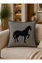 Horse Patterned 4 Cushion Covers (43X43 cm) Decorative Sofa and Living Room Set - 3