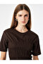 Cotton Slim Fit Crew Neck Short Sleeve Waist Accent Drawstring T-Shirt - 2