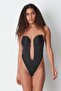 Black Covered Low-cut Bodysuit 7148 - With Snaps - 2