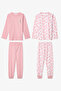 Pink Girl's Cow Pattern Long Sleeve Cotton 2-Piece Pajama Set