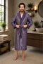 Men's Şalyaka Dabulface Outside Satin Inside Curly Cotton Soft Absorbent Luxury Bathrobe and Dressing Gown