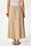Women's Seaside Mink Lined Elastic Waist Woven Long Skirt with Pockets - 5