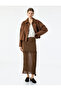 Textured Long Knit Skirt with Tassel Detail and Two Different Fabrics