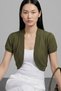 Samui Women's - Khaki Color Shoulder Gather Detailed Soft Combed Cotton Short Cardigan & Bolero