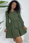 Round Neck Elastic-Waist Tiered Skirt Ayrobin Dress - 3