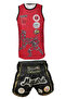 Mt2019 Approved Muay Thai Sparring Shorts and Digital Printed Federation Logo Muaythai Singlet Set
