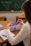 Unisex Lilac Pen Holder, Single Compartment Pencil Case, Teddy Bear Logo, 20X10X3Cm - 2