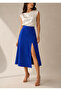 Women's Cobalt Blue Slitted Loose Fit Woven Skirt - 2