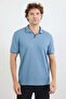 Striped Waffle Fabric Polo Neck T-Shirt