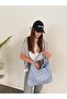 Women's Blue Large Size Shoulder Bag with Staple Detail, Soft Leather Look, Suitable for Daily University and Office Use, Hobo Bag - 3