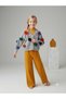 Girl's Pompom Gray Knitwear Cardigan Sleeveless Inner Badi Knitwear Pants Beret 4-Piece Set - 4