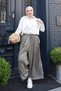 Women's Modal Cupra Elastic Waist Adjustable Lace-Up Wide Leg Loose Trousers 3207 Khaki - Special Series - 5
