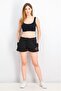 Women Solid Graphic Basic Shorts, Black - 3