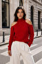 Women's Red Off-The-Shoulder Knit Sweater