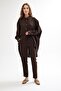 Pleated Front Crepe Trousers Brown - 2