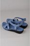Zyn 9037 Blue Genuine Leather Women's Anatomical Sandals - 5