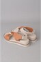 Select 107614 stone detail genuine leather women's sandal taba - beige - 6