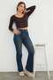 V-Neck Long Sleeve Crop Blouse - 2