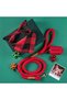 Red Dog Walking Collar (Brown Detail) Dog Walking Strap Natural Cotton Rope Rope - 3