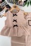 My Little One's Muslin Bow Detailed Pocketed Girls' 2-Piece Set - Mink - 2
