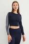 Crew Neck Sleeves Piped Detail Crop Body - 4