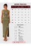 Women's Green Slit Detailed Long Summer Dress - 5