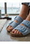 Women's Orthopedic Double Buckle Denim Slippers with Tassels and Studs, Comfortable Sole, Daily Stylish - 3