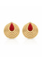 Red Enamel Stainless Steel Women's Gold Earrings - 2