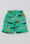 Boy's Shorts Pajama Set Safari Themed Cute Animals Patterned 1.5-5 Years Old, Green - 7