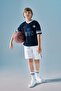 Oversize V-Neck Mesh Jersey Fabric Short Sleeve Printed Navy Blue T-Shirt for Boys H1932A826Hs - 2