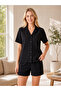 Summer Short-Sleeved Shorts Buttoned All-Over Wrinkled Viscose Pajama Set |   Modern Stylish Home Clothing 76-125 - 2