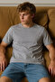Men's Short Sleeve Comfortable Cotton M.Gray T-Shirt - 4